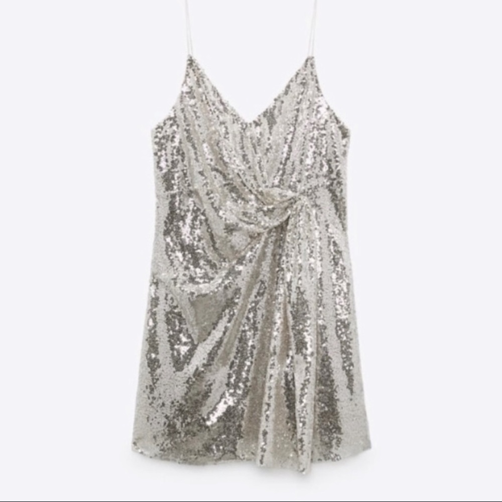 Zara Sequin Knotted Mini Dress